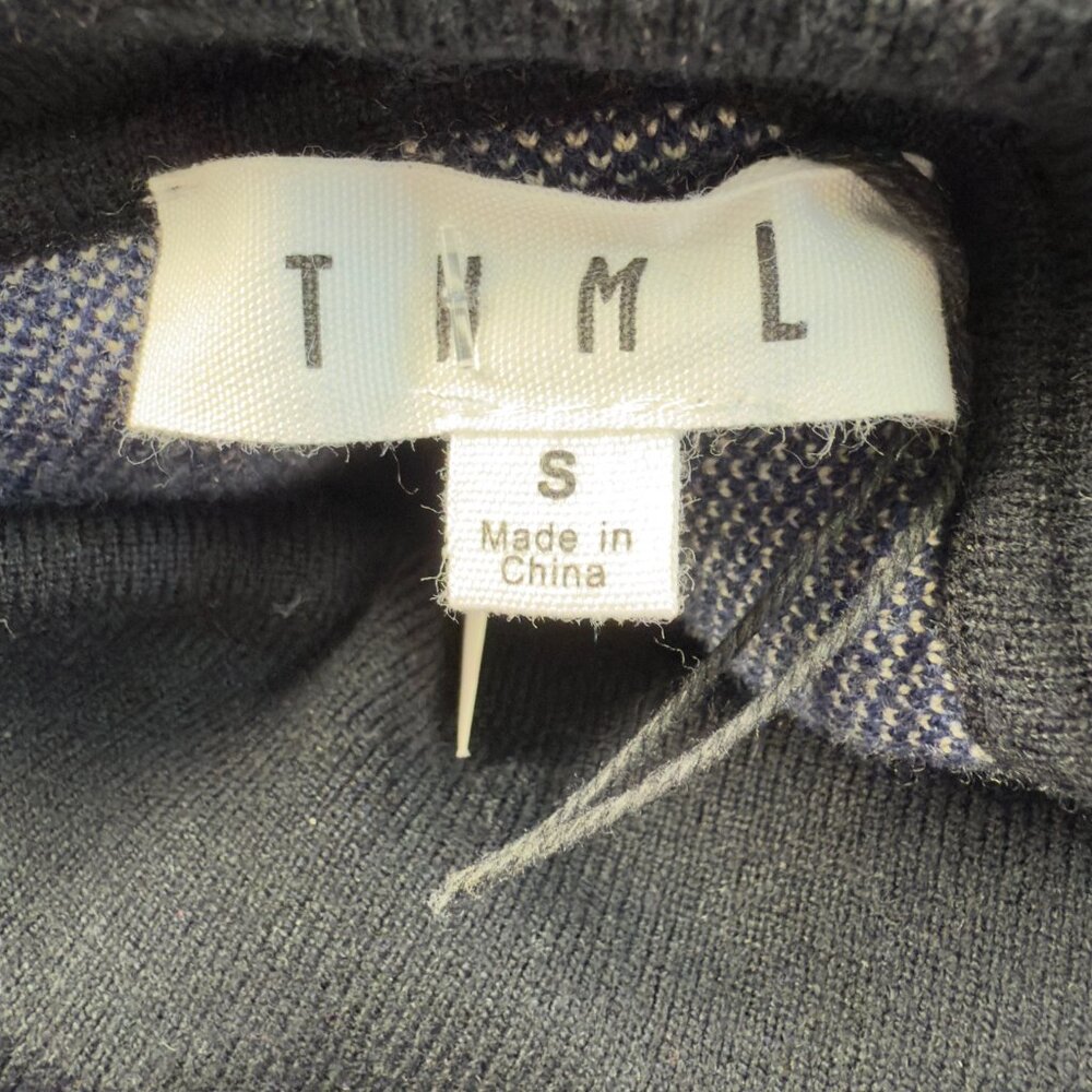THML Colorblock Turtleneck Poncho Navy Cream Black Knit NWT Size Small - Picture 7 of 12